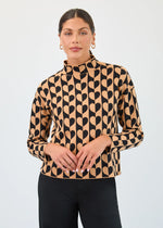 FDJ Mock Neck Jacquia Sweater