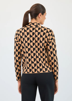 FDJ Mock Neck Jacquia Sweater
