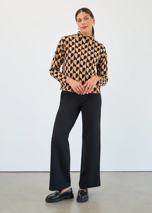FDJ Mock Neck Jacquia Sweater