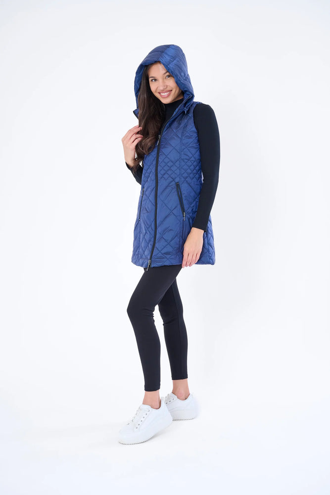 My Anorak - Long Quilted Vest Dark Navy
