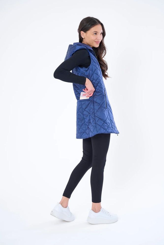 My Anorak - Long Quilted Vest Dark Navy