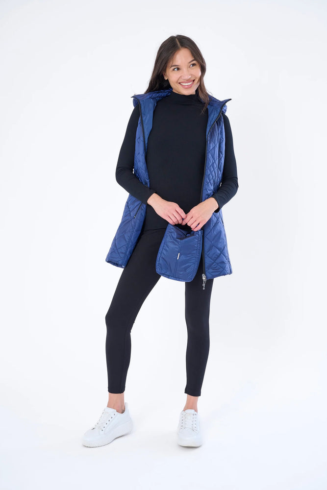 My Anorak - Long Quilted Vest Dark Navy