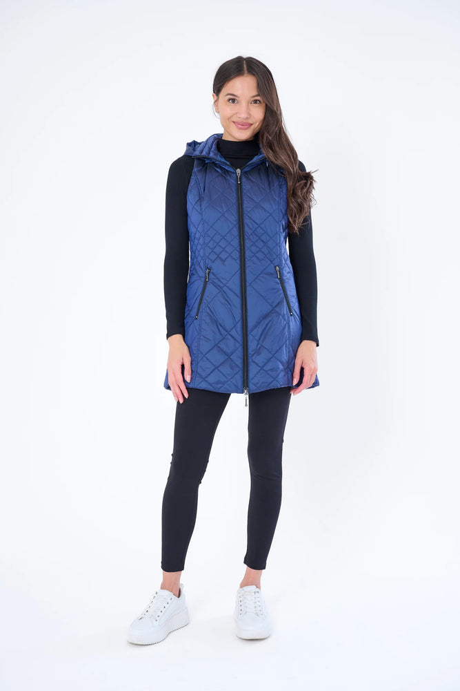 My Anorak - Long Quilted Vest Dark Navy
