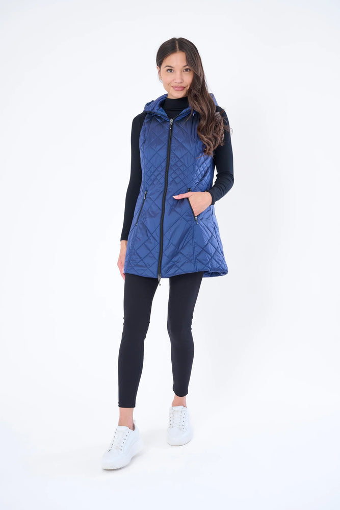 My Anorak - Long Quilted Vest Dark Navy