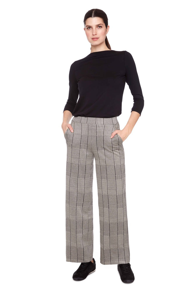 UP! Crop Gaucho Pants - Beige Plaid