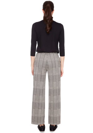 UP! Crop Gaucho Pants - Beige Plaid