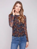 Charlie B Flower Printed Mesh Top - Floret