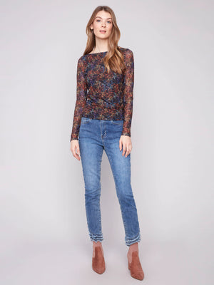 Charlie B Flower Printed Mesh Top - Floret
