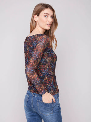 Charlie B Flower Printed Mesh Top - Floret