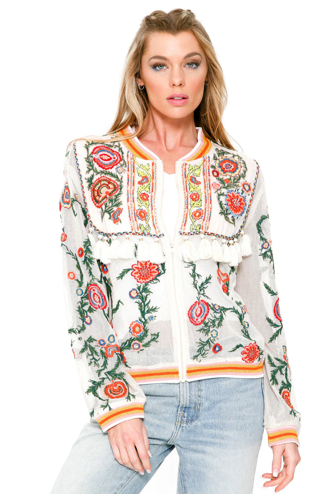 Aratta Bohemian Embroidered Jacket - Ivory