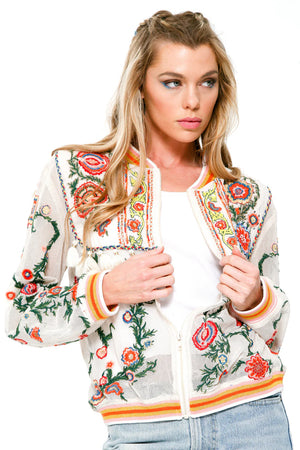 Aratta Bohemian Embroidered Jacket - Ivory