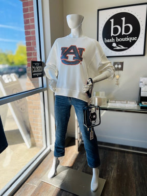 Capri Designs Sequin Varsity L/S Tee - Auburn