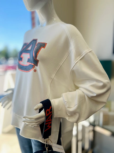 Capri Designs Sequin Varsity L/S Tee - Auburn