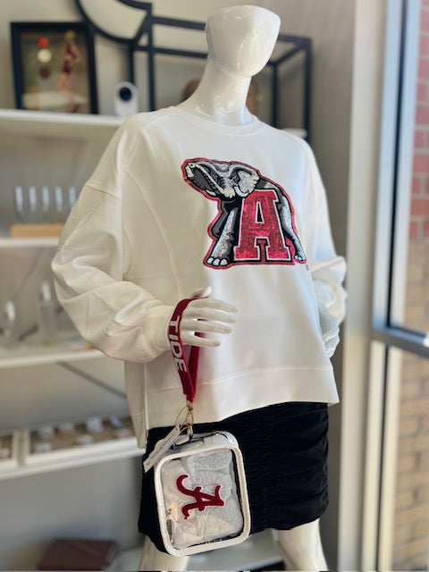 Capri Designs Sequin Varsity Long Sleeve Tee - Alabama