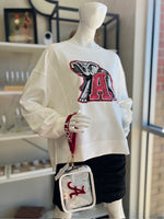Capri Designs Sequin Varsity Long Sleeve Tee - Alabama