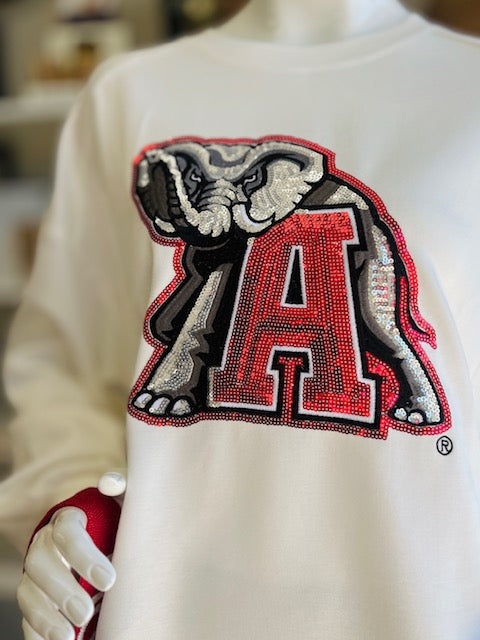 Capri Designs Sequin Varsity Long Sleeve Tee - Alabama