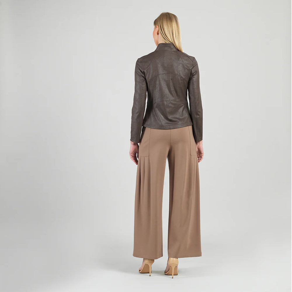 Clara Sunwoo Classic Liquid "Leather" Knit Jacket - Brown