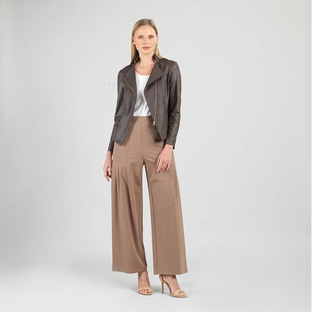 Clara Sunwoo Classic Liquid "Leather" Knit Jacket - Brown