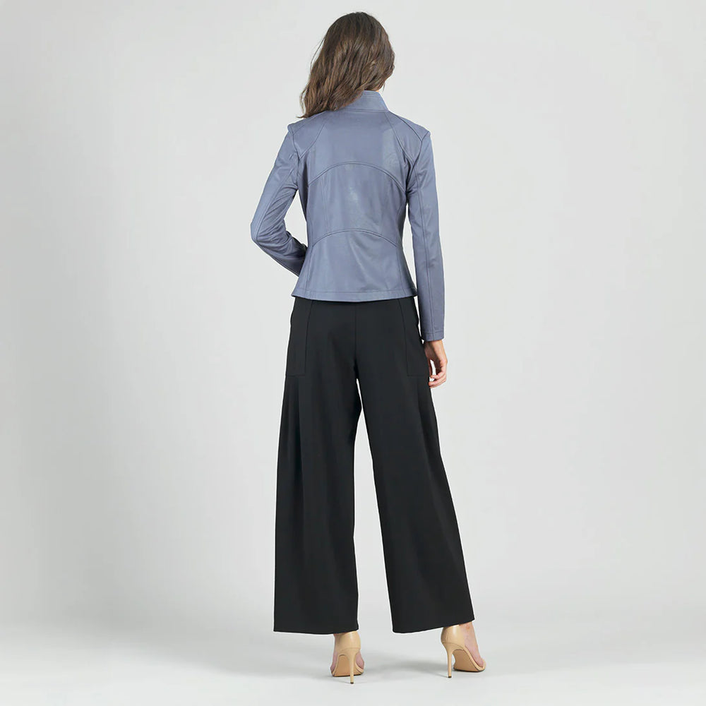 Clara Sunwoo Classic Liquid "Leather" Knit Jacket - Charcoal