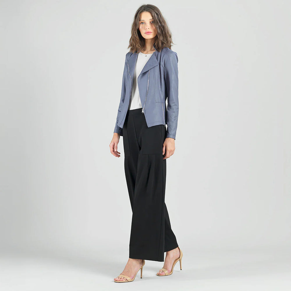 Clara Sunwoo Classic Liquid "Leather" Knit Jacket - Charcoal