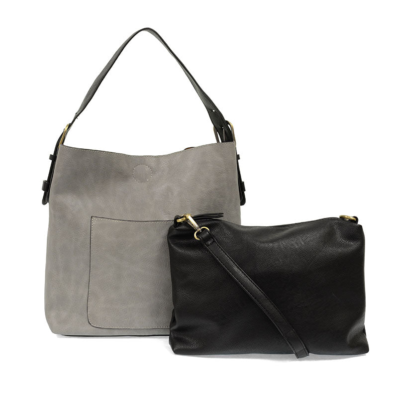 Joy Susan - Grey Hobo Black Handle Handbag