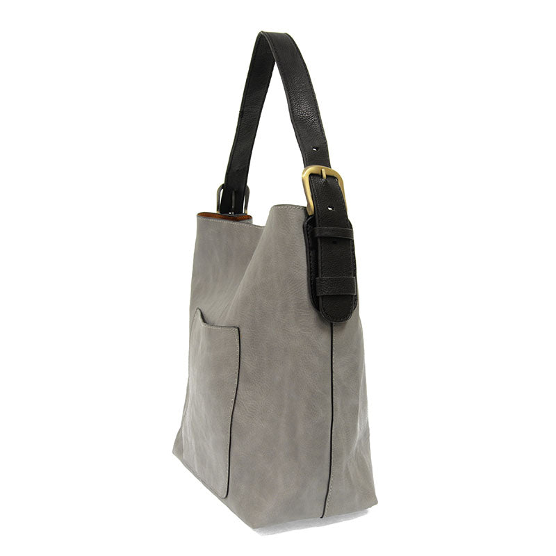 Joy Susan - Grey Hobo Black Handle Handbag