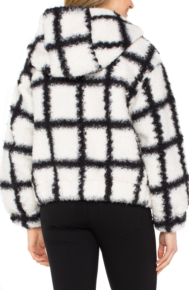 Liverpool - Zip Up Hoodie White/Black Curly Lamb Windowpane