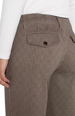 Liverpool Wide Leg Crop Trouser - Camel Sandstripe