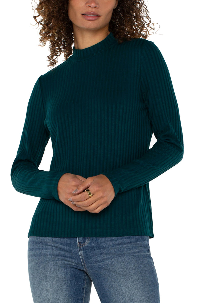 Liverpool Mock Neck Long Sleeve Rib Knit Top