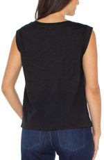 Liverpool Sleeveless Woven Knit Top - Black