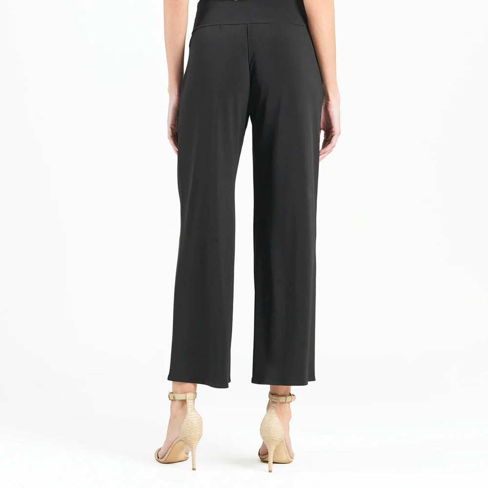 Clara Sunwoo Ankle Soft Knit Petal Pant Front Slit - Black