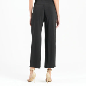 Clara Sunwoo Ankle Soft Knit Petal Pant Front Slit - Black