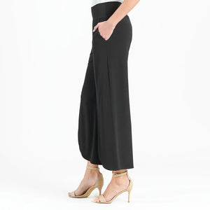 Clara Sunwoo Ankle Soft Knit Petal Pant Front Slit - Black
