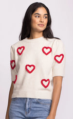 Pink Martini - Off White Sweater With Hearts