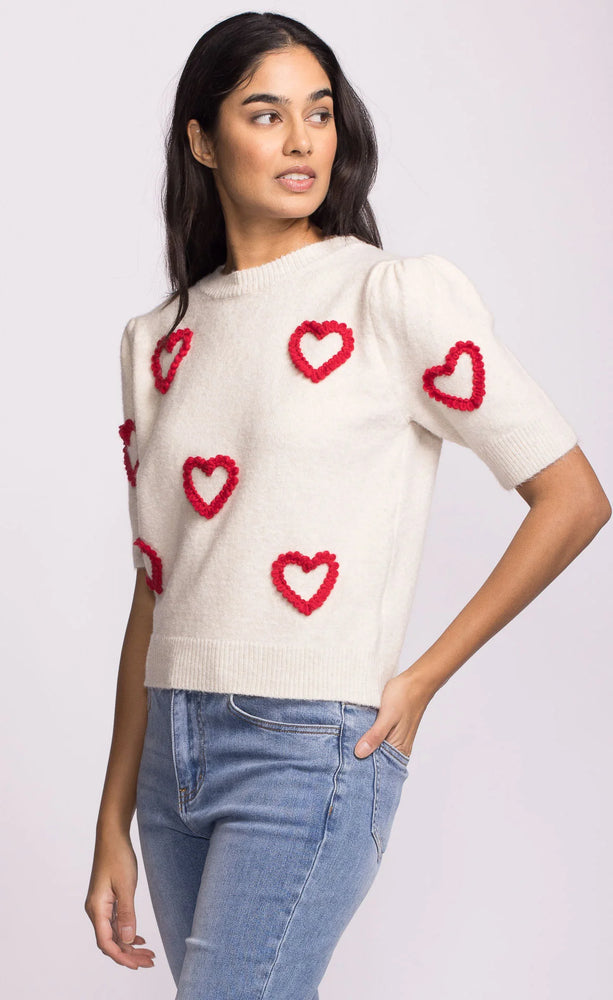 Pink Martini - Off White Sweater With Hearts