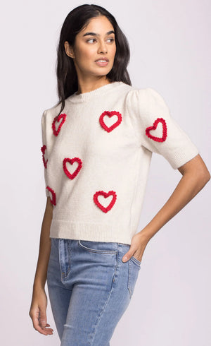Pink Martini - Off White Sweater With Hearts