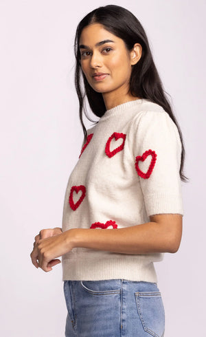 Pink Martini - Off White Sweater With Hearts