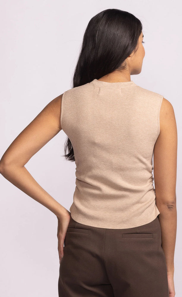 Pink Martini Rosslie - Beige Sleeveless Top With Florets