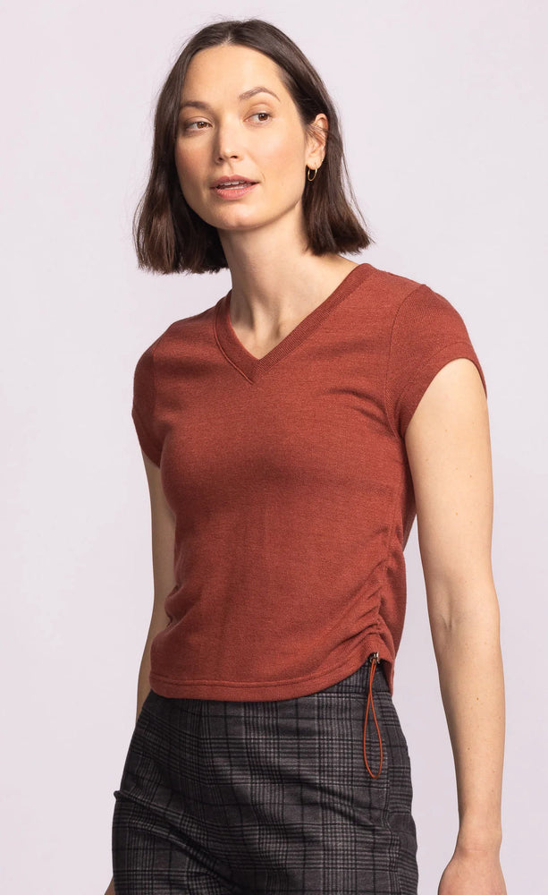 Pink Martini Vista Short Sleeve Top With Side Ties- Rust