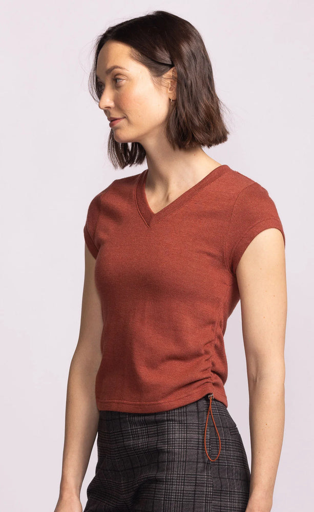 Pink Martini Vista Short Sleeve Top With Side Ties- Rust