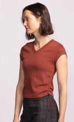 Pink Martini Vista Short Sleeve Top With Side Ties- Rust
