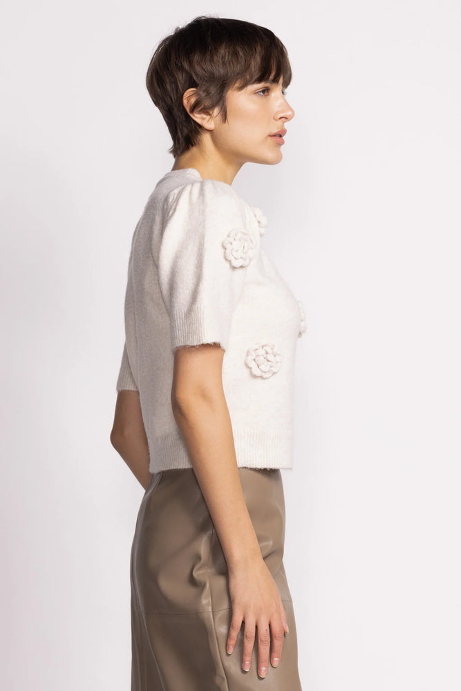 Pink Martini Roslyn Sweater With Florets - Beige
