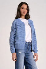 Elan Sweater Cardigan Zip Up-Blue