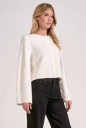 Elan Button Sweater Cardigan - Off White