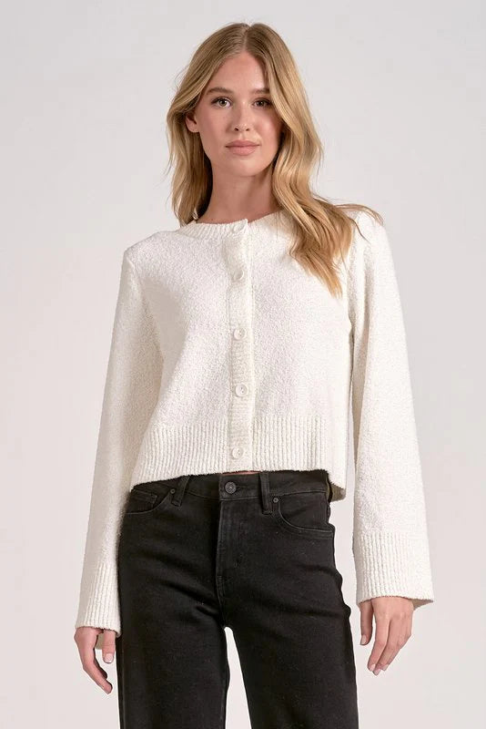 Elan Button Sweater Cardigan - Off White