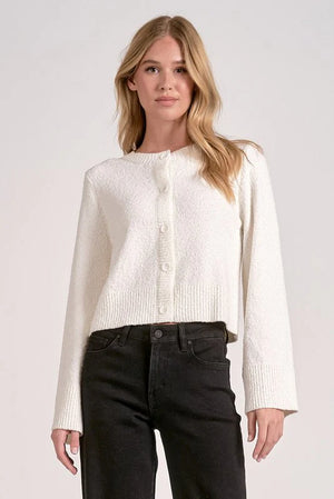 Elan Button Sweater Cardigan - Off White