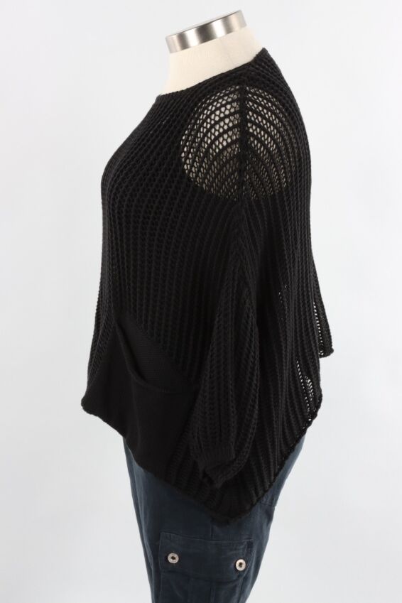 Tempo Washed Crochet Sweater - Black