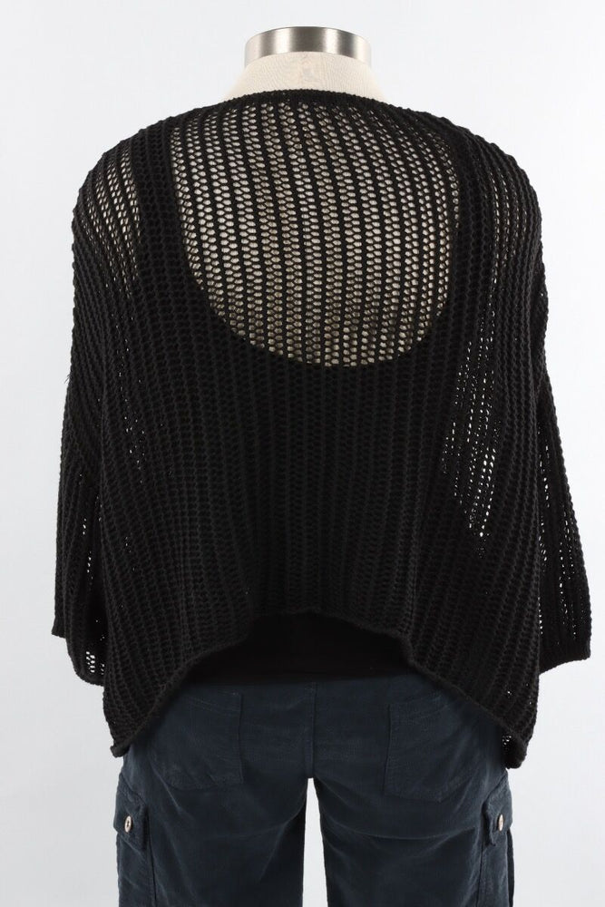 Tempo Washed Crochet Sweater - Black