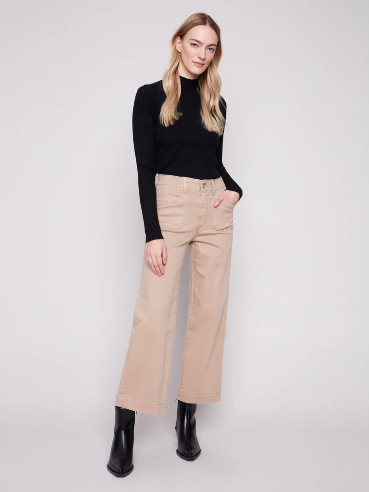 Charlie B Cropped Wide Leg Pants - Sesame