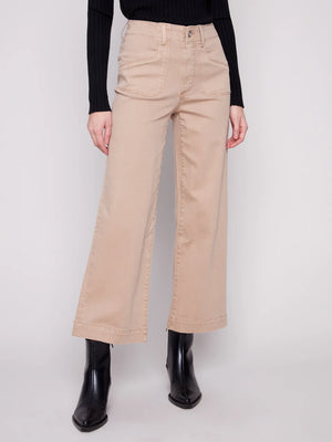 Charlie B Cropped Wide Leg Pants - Sesame